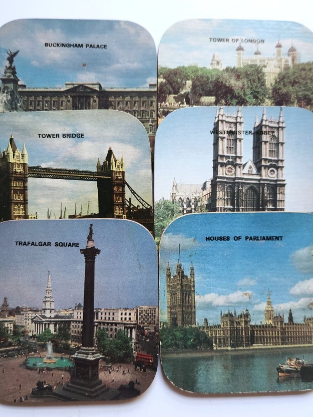 Vintage London Souvenir Coasters Set 6 Landmarks Tower Bridge Buckingham Palace